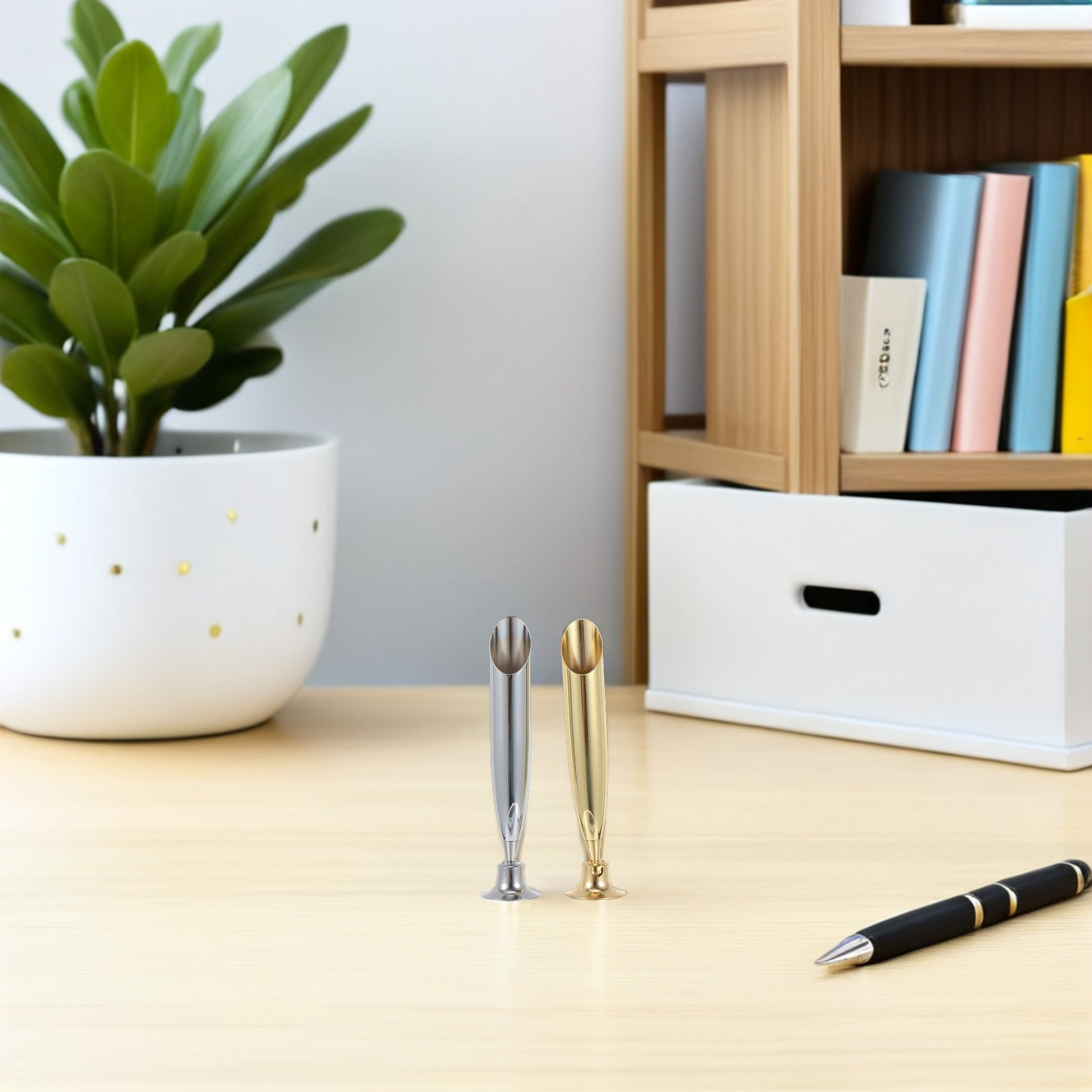 Pen Rest Single - ที่วางปากกาสแตนเลส 3 ชิ้น ที่วางปากกาแบบเสียบ ฐานวางปากกาหมึกซึมเดี่ยว ที่วางปากกาตั้งโต๊ะ